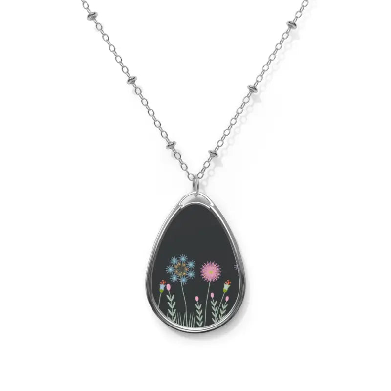 Style with the Wildflowers Oval Zinc Alloy Necklace - one Size / Silver Accessories