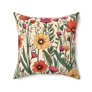 Wildflower Spun Polyester Square – Soft Decor - Dipaliz - Throw Pillows