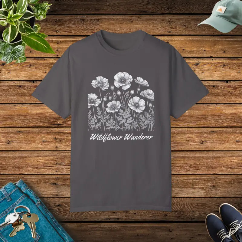 Wildflowers Wanderers Tee: Comfort Colors for the Bold - Graphite / s T-shirt