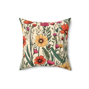 Spun Polyester Square Pillow - Wildflower Decor - Dipaliz - 16’’ × - Throw Pillows
