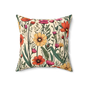 Spun Polyester Square Pillow - Wildflower Decor - Dipaliz - 18’’ × - Throw Pillows