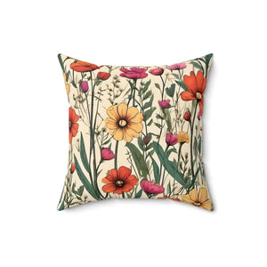 Spun Polyester Square Pillow - Wildflower Decor - Dipaliz - Throw Pillows