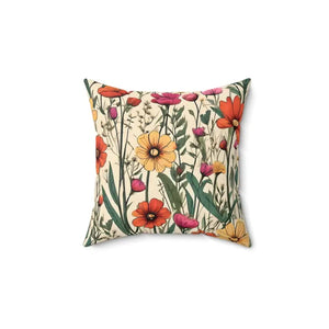 Spun Polyester Square Pillow - Wildflower Decor - Dipaliz - Throw Pillows