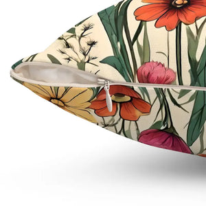 Spun Polyester Square Pillow - Wildflower Decor - Dipaliz - Throw Pillows
