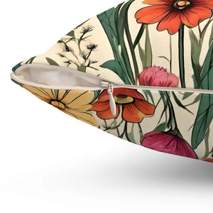 Spun Polyester Square Pillow - Wildflower Decor - Dipaliz - Throw Pillows