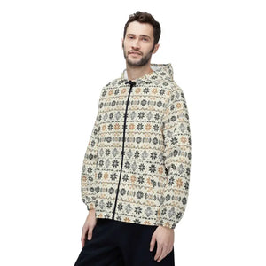 Outerwear - Windbreaker Jacket - Neutral Nordic Snowflake All-over Print - Dipaliz