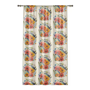 Home Decor - Window Curtain Birds and Flowers Modern Lifestyle Art Design Dipaliz Sheer / White / 50’’ × 84’’