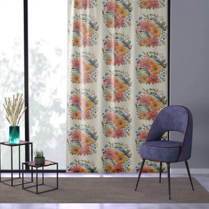 Home Decor - Window Curtain Birds and Flowers Modern Lifestyle Art Design Dipaliz Sheer / White / 50’’ × 84’’
