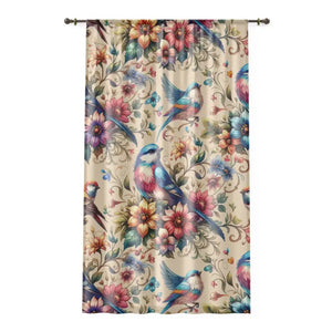 Window Curtain - Birds Polyester Art Print Decor - Dipaliz - Sheer / White / 50’’ × 84’’ - Curtains