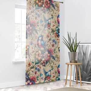 Window Curtain - Birds Polyester Art Print Decor - Dipaliz - Sheer / White / 50’’ × 84’’ - Curtains