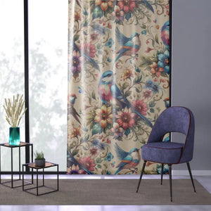 Window Curtain - Birds Polyester Art Print Decor - Dipaliz - Sheer / White / 50’’ × 84’’ - Curtains