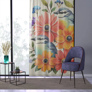 Vibrant Birds Window Curtain - Large Flowers - Dipaliz - Curtains