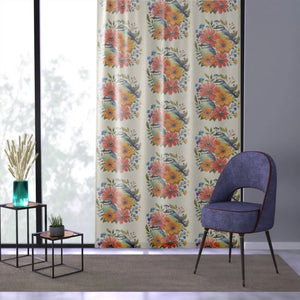 Vibrant Window Curtain - Birds and Flowers 50x84 - Dipaliz - Curtains