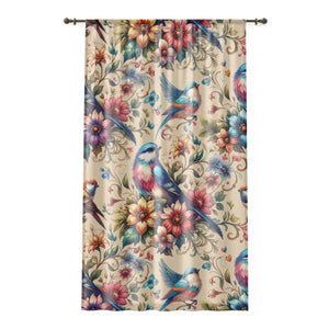 Vibrant Birds Window Curtain - Floral Polyester - Dipaliz - Curtains