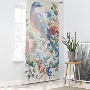 Window Curtain Colorful Bird Print Home Decor - Dipaliz - Sheer / White / 50’’ × 84’’ - Curtains