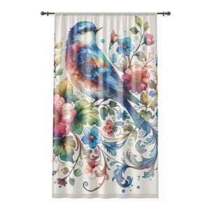 Window Curtain Colorful Bird Print Home Decor - Dipaliz - Sheer / White / 50’’ × 84’’ - Curtains