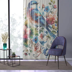 Window Curtain Colorful Bird Print Home Decor - Dipaliz - Sheer / White / 50’’ × 84’’ - Curtains
