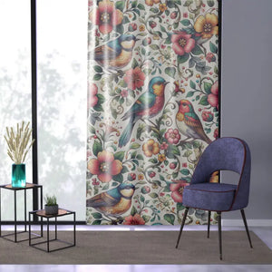Window Curtain Colorful Birds Vibrant Home Decor Art - Dipaliz - Sheer / White / 50’’ × 84’’ - Curtains