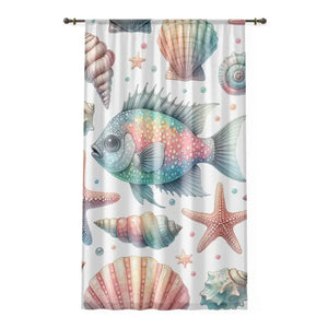 Marine Life Window Curtain - Trendy Ocean Decor - Dipaliz - Sheer / White / 50’’ × 84’’ - Curtains