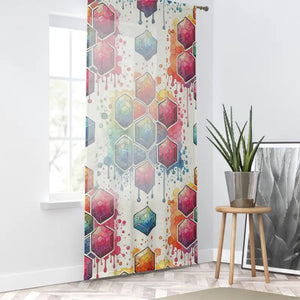 Window Curtain - Geometrical Pattern Design - Dipaliz - Sheer / White / 50’’ × 84’’ - Curtains