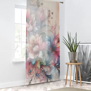 Watercolor Flowers Polyester Curtain - Vibrant Floral Elegance - Dipaliz - Sheer / White / 50’’ × 84’’ - Curtains