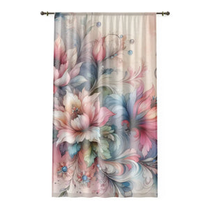 Vibrant Floral Window Curtain - Watercolor Flowers - Dipaliz - Curtains