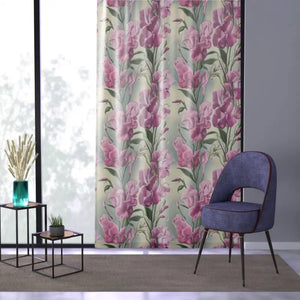 Pink Flowers Pattern Curtains Vibrant Elegant Decor Dipaliz - Sheer / White / 50’’ × 84’’