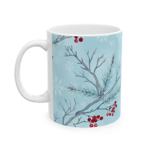 Winter Berry Ceramic Mug - Snowy Forest Design - Dipaliz - Mugs