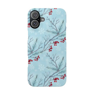 Winter Berry Slim Case Snowflake Holiday Phone Cover - Dipaliz - Iphone 16 Plus / Glossy / Without Gift Packaging