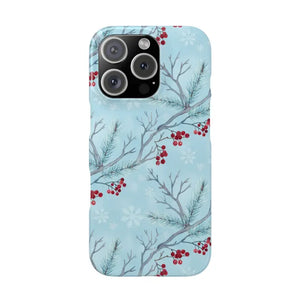 Winter Berry Slim Case Snowflake Holiday Phone Cover - Dipaliz - Iphone 16 Pro / Glossy / Without Gift Packaging