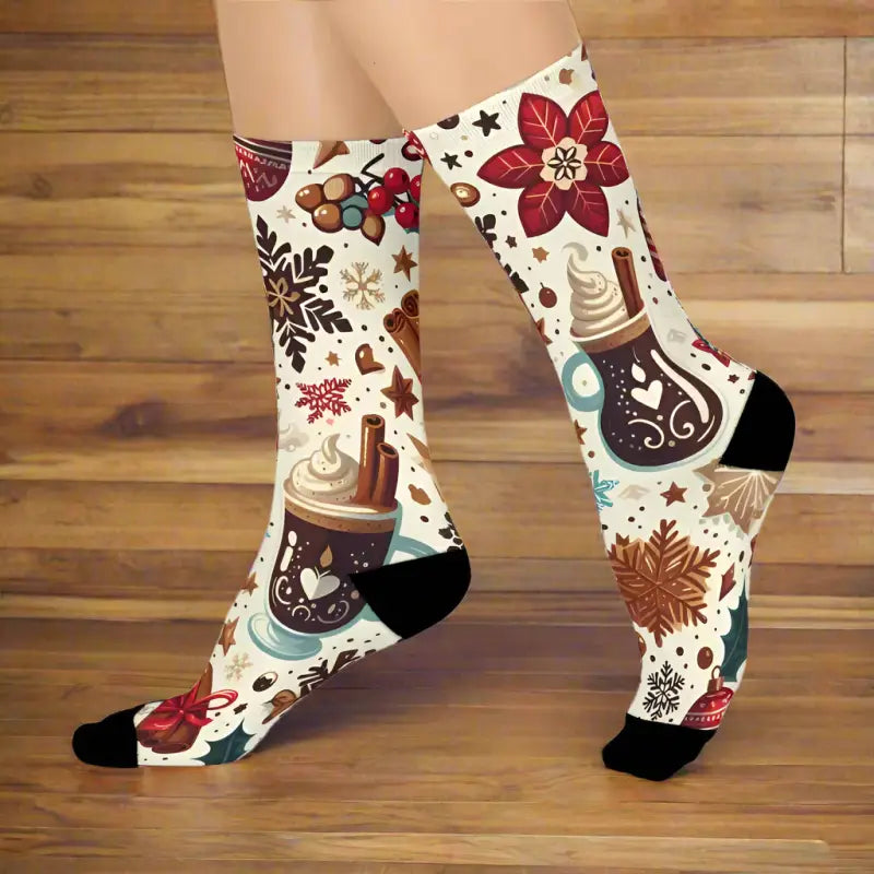 Cozy Up this Winter with Mocha Latte Crew Socks - White / one Size / 3/4