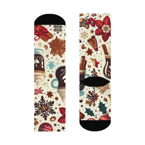 Mocha Latte Crew Socks Cozy Winter Style Dipaliz - White / one Size / 3/4