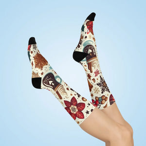 Cozy Mocha Latte Crew Socks - Festive Winter Style - Dipaliz