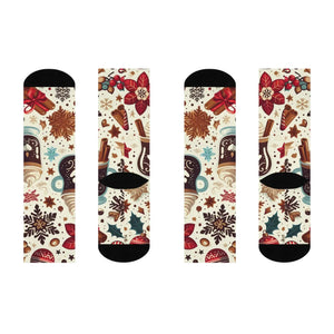 Cozy Mocha Latte Crew Socks - Festive Winter Style - Dipaliz