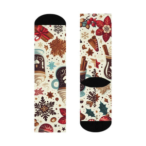 Cozy Mocha Latte Crew Socks - Festive Winter Style - Dipaliz