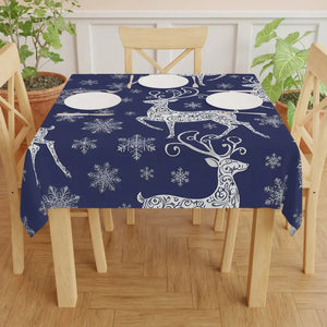 Deep Navy Nordic Winter Snowflake Tablecloth by Dipaliz - one Size / White - Tablecloths