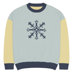 Knitted Crew Neck Sweater - Snowflake Colorblock Winter - Dipaliz - m - Sweaters