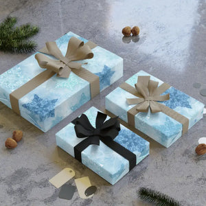 Winter Snowflake Wrapping Paper Roll Blue Holiday Style Dipaliz