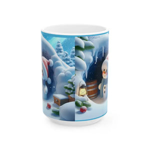 Cozy Snowman Ceramic Mug - Winter Mornings Joy - Dipaliz - 15oz - Mugs