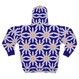 Unisex Zip Hoodie - Bold White Floral Pattern - Dipaliz - Hoodies