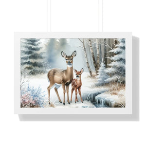 Winter Wildlife Framed – Calm Vibe Deer Art - Dipaliz - Posters Prints & Visual Artwork
