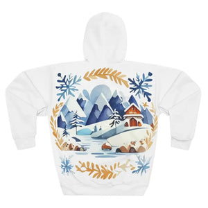 Aop Unisex Pullover Hoodie Midnight Blue Starfall Winter - Dipaliz - Hoodies