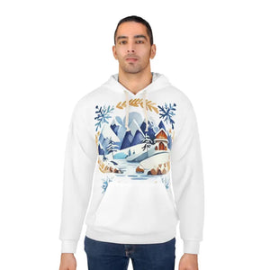 Aop Unisex Pullover Hoodie Midnight Blue Starfall Winter - Dipaliz - Hoodies