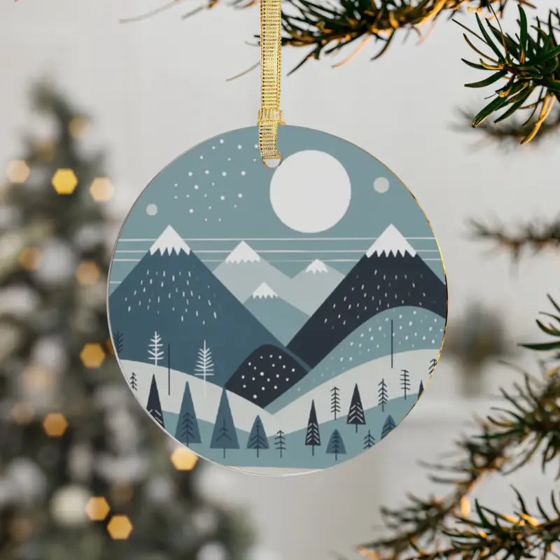 Winter Wonderland Acrylic Ornaments with Pine Trees Style - 1 Pc / Round / one Size Accessories