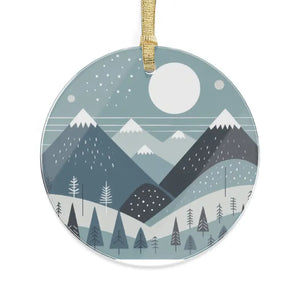 Pine Trees Acrylic Ornaments - Snowy Mountain Winter Decor - Dipaliz - 10 Pcs / Round / one Size - Holiday