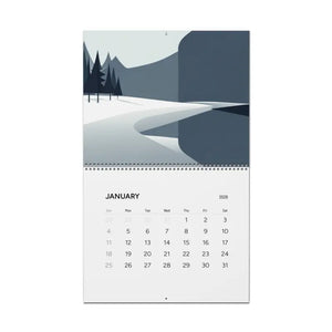 Winter Wonderland Monochrome Calendar 2026 Wall Planner - Dipaliz - 14’’ x 11.5’’ / Glossy - Calendars