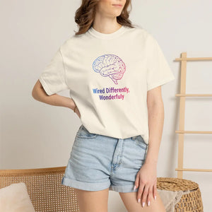 Wired Differently Wonderfully T-shirt, Neurodiversity Brain Graphic Tee - T-shirts - m