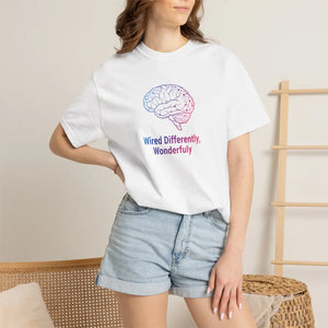 Wired Differently Wonderfully T-shirt, Neurodiversity Brain Graphic Tee - T-shirts - m