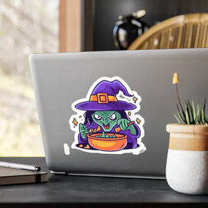 Witch Cooking Vinyl Decals - High Quality White - Dipaliz - 8’’ x 10’’ / Kiss-cut / Satin - Decorative Stickers