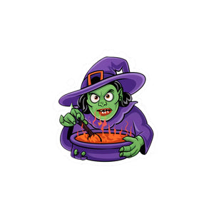 Magical Witch Cooking Vinyl Decal - Kiss-cut Border - Dipaliz - Decorative Stickers
